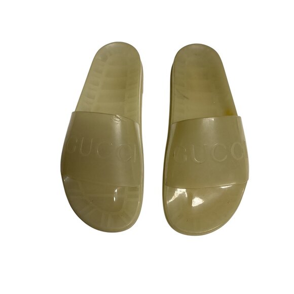 Gucci Off white Rubber Slides Sandals Size 12 - Picture 2 of 11